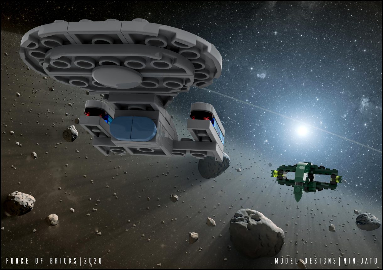 Mini EnterpriseD vs Romulan Warbird Asteroid Field scaled