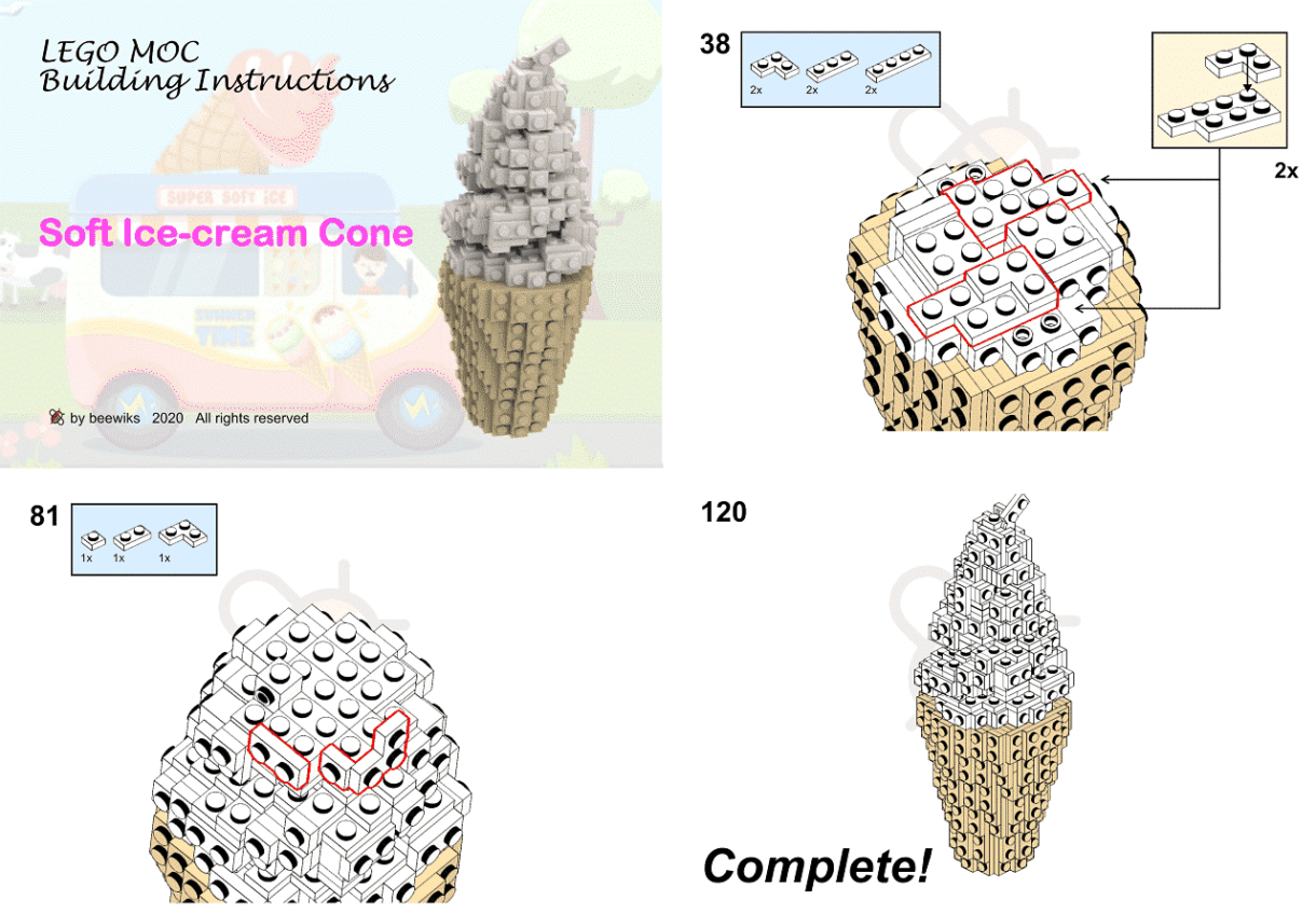 Yummy Icecream Cone LEGO® MOCs With Buiding Instructions / Custom